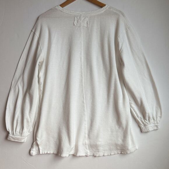 Free People We The Free Tee Oversized Distressed Long Sleeve Top White Medium - Picture 2 of 15